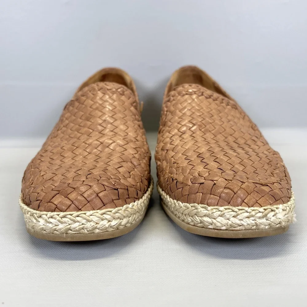 Andre Assous Espadrille Wedge Loafers Womens Size 7 Narrow Woven Leather Shoes